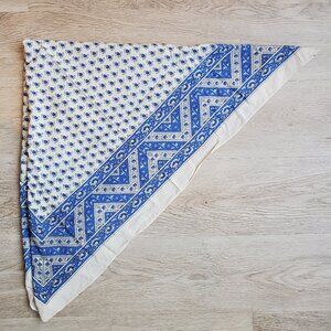 Cream and Blue Paisley Square Scarf